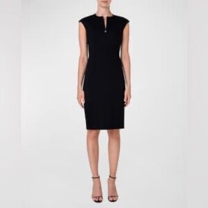 Akris Punto Cap-Sleeve Zip-Front Seamed Dress Black Women’s US Size 16